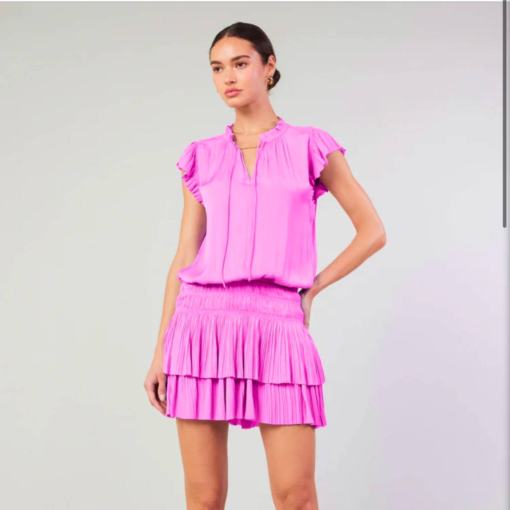 Current Air Zoey Barbie Pink Pleated Mini Dress Size S